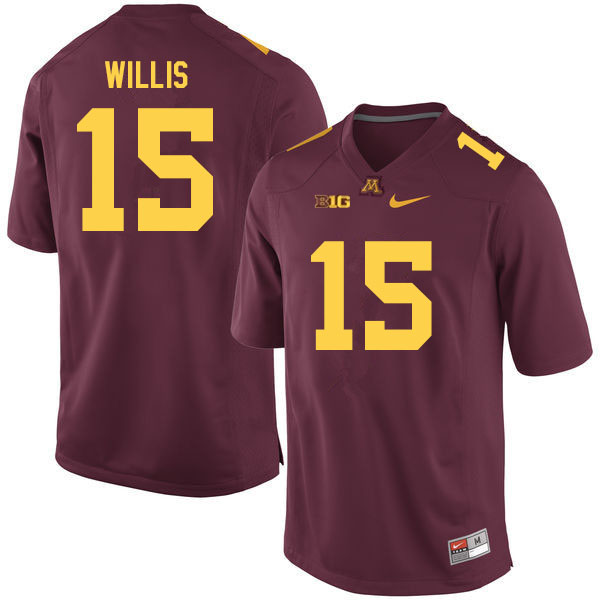 Men #15 Donald Willis Minnesota Golden Gophers College Football Jerseys Sale-Maroon